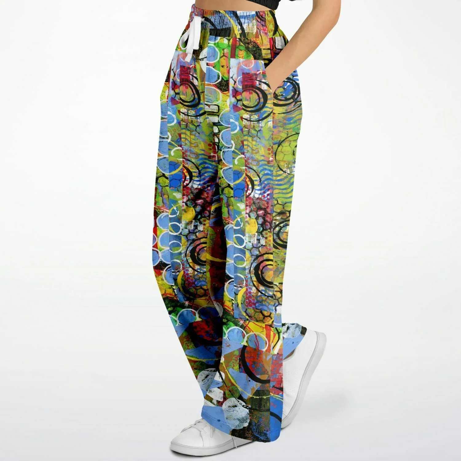 Barcelona Geometric Print Eco-Poly Stretchy Phat Bellbottoms