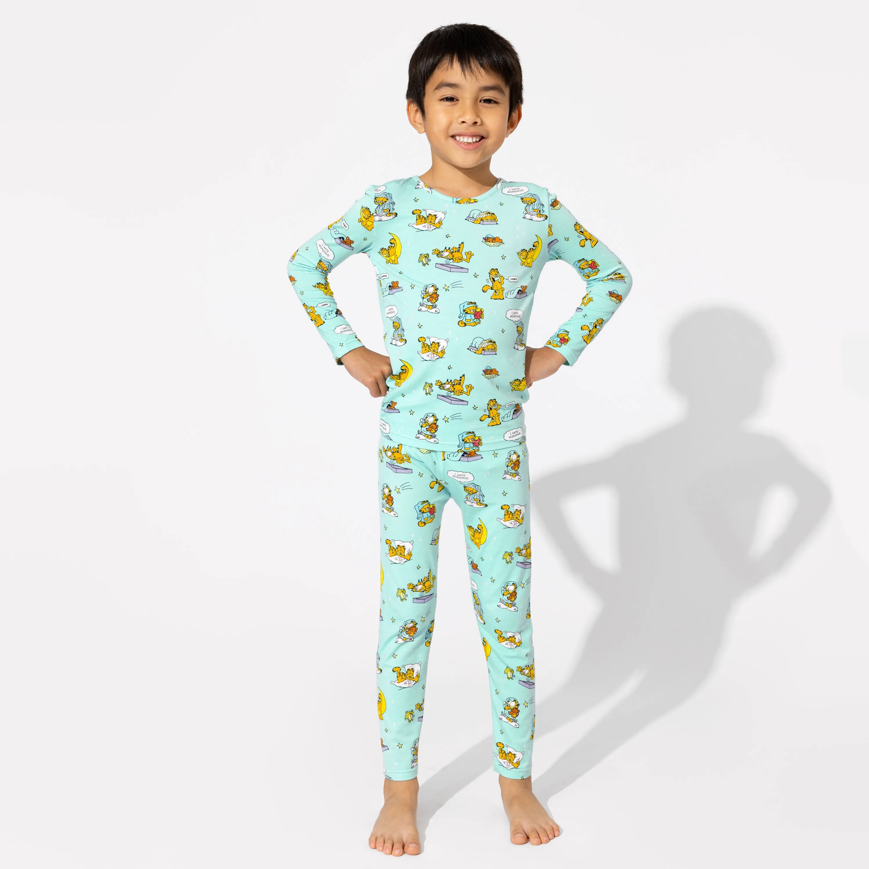 Bellabu Bear Garfield: Lazy Mondays Bamboo Pants Set Kids Long Sleeved Pajamas