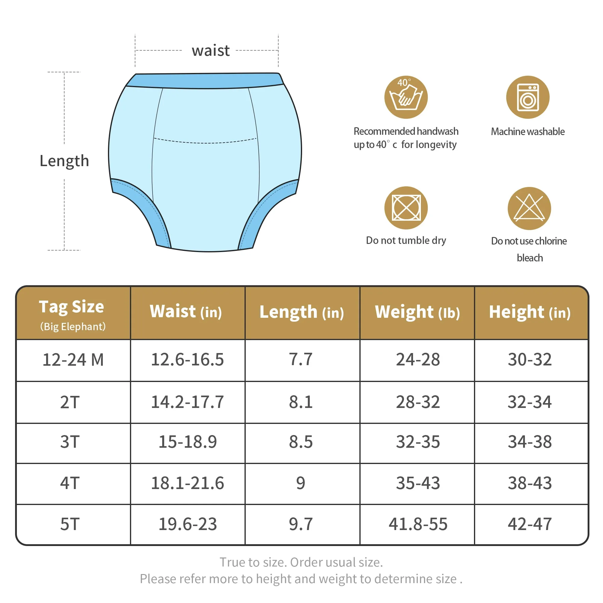 BIG ELEPHANT Training Pants for Girls 6 Packs