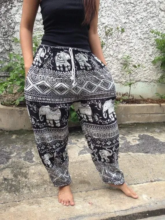 Black and White Animal Print Pant / African handmade pant