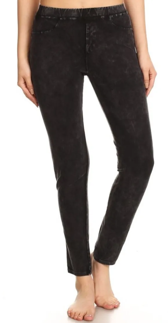 Black Mineral Wash Jeggings