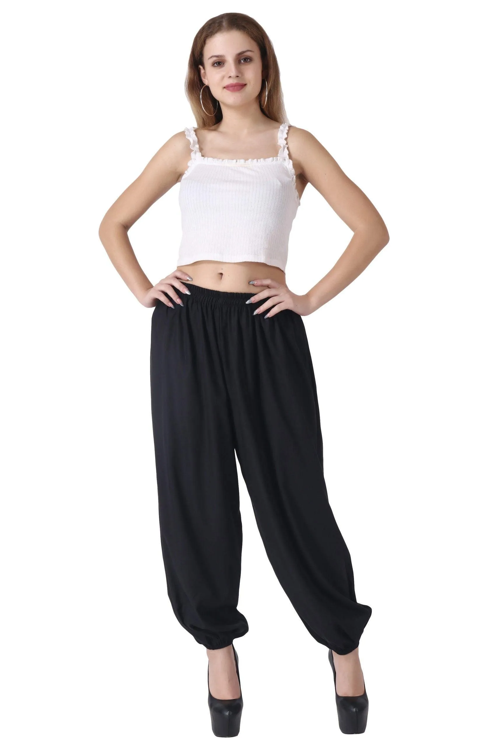 Black Solid Harem Pants