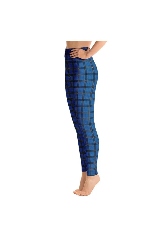 Blue Plaid Yoga Leggings