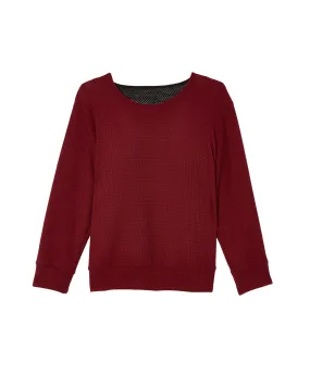 Calluna Long Sleeve Top with Racerback Detail | Burgundy / Black