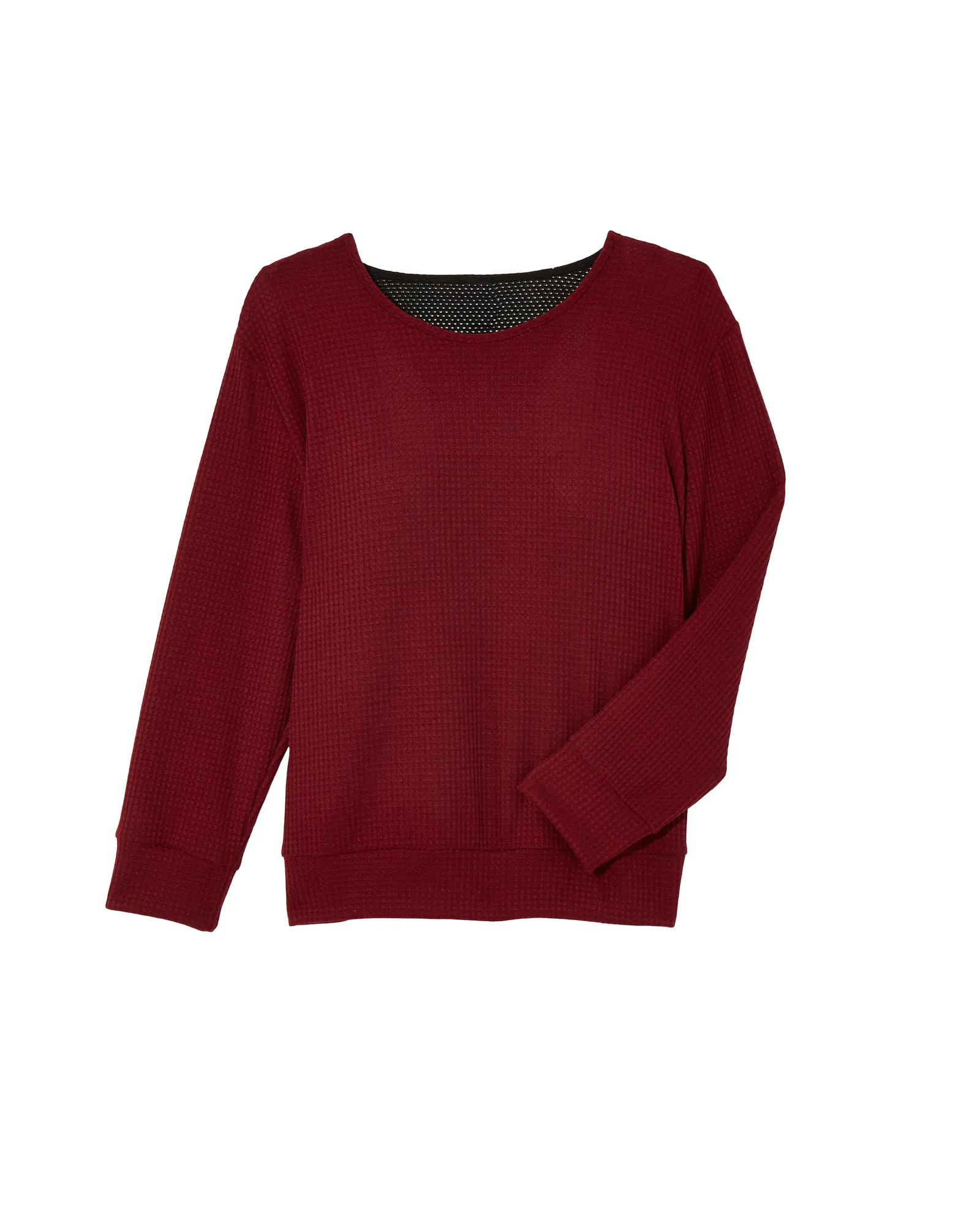 Calluna Long Sleeve Top with Racerback Detail | Burgundy / Black