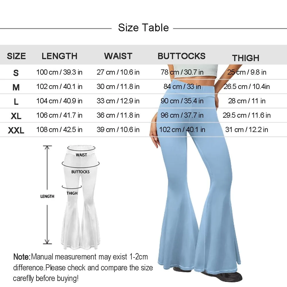 Custom Face Blue Flare Yoga Pants for Women Soft High Waist Bootcut Leggings