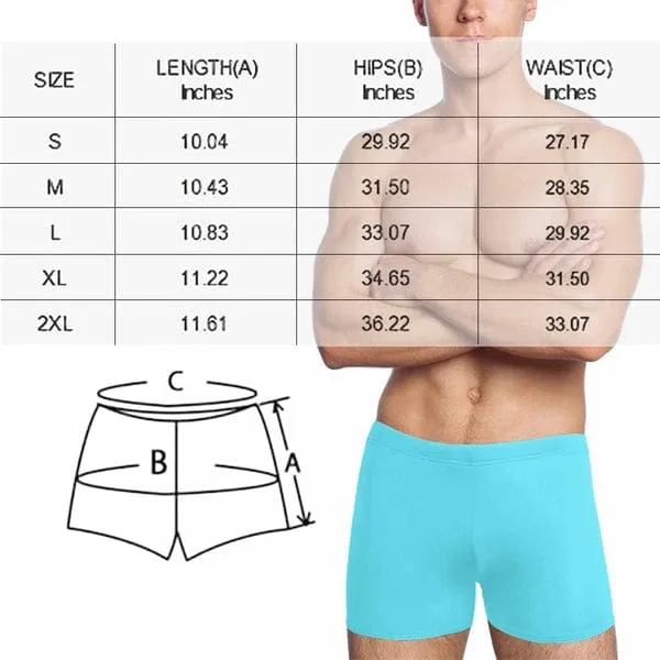 Custom Face Blue Mermaid Men's Athletic Swim Jammers Quick Dry Waterproof Compression Square Leg Swim Briefs Swimsuit