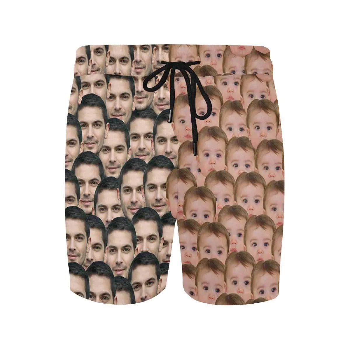 Custom Face Drawstring Swim Trunk Print Face Seamless Father & Baby Men's Quick Dry Swim Shorts Gift for Father's Day