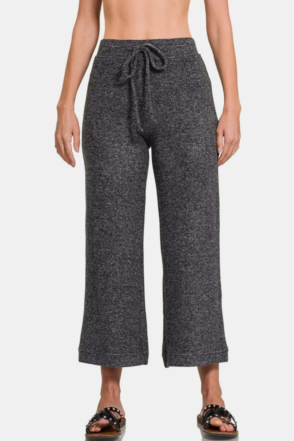 Drawstring Hacci Cropped Pants