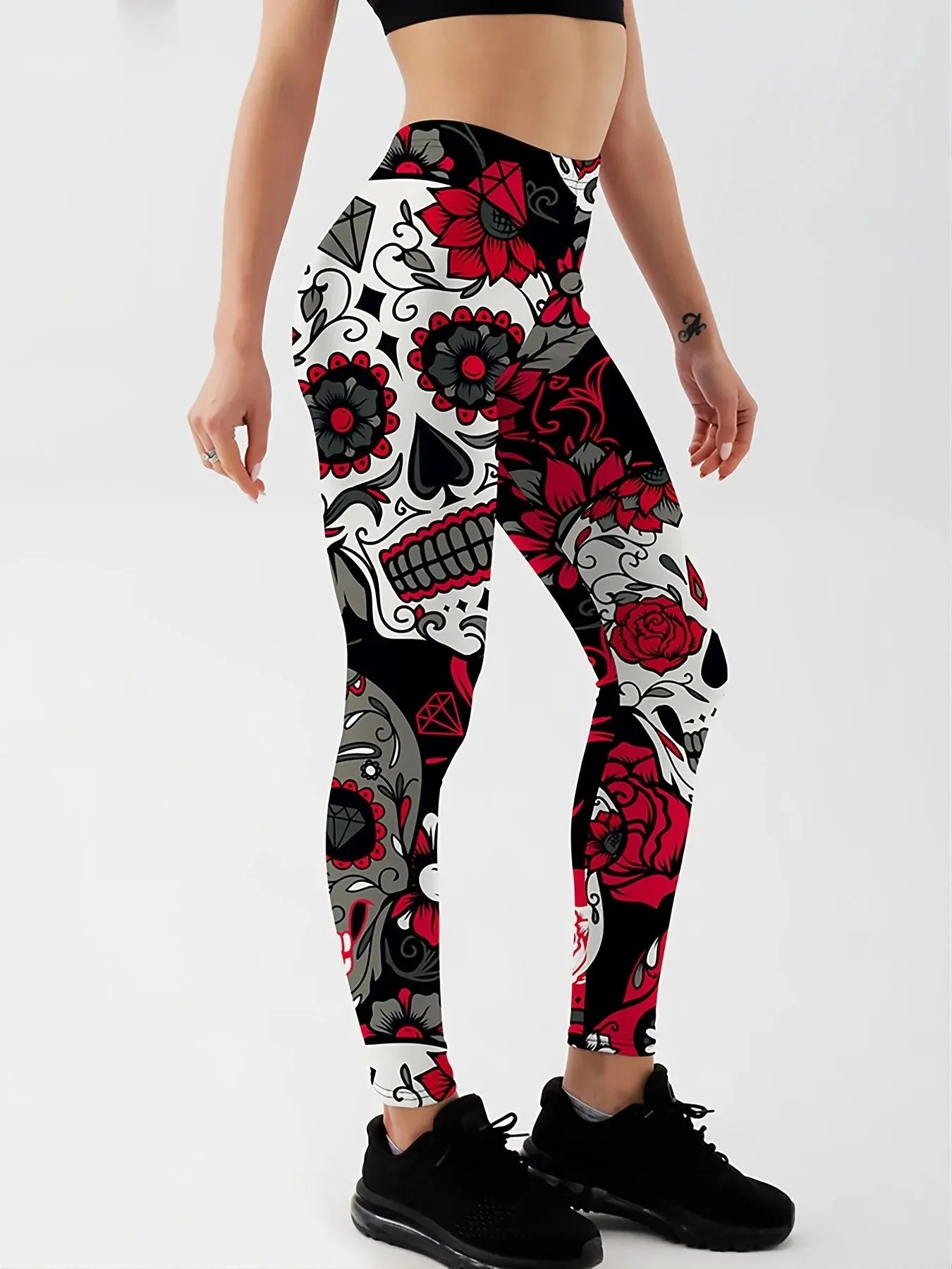 Funki Buys | Pants | Women's Yoga Pants | Skull Print Leggings