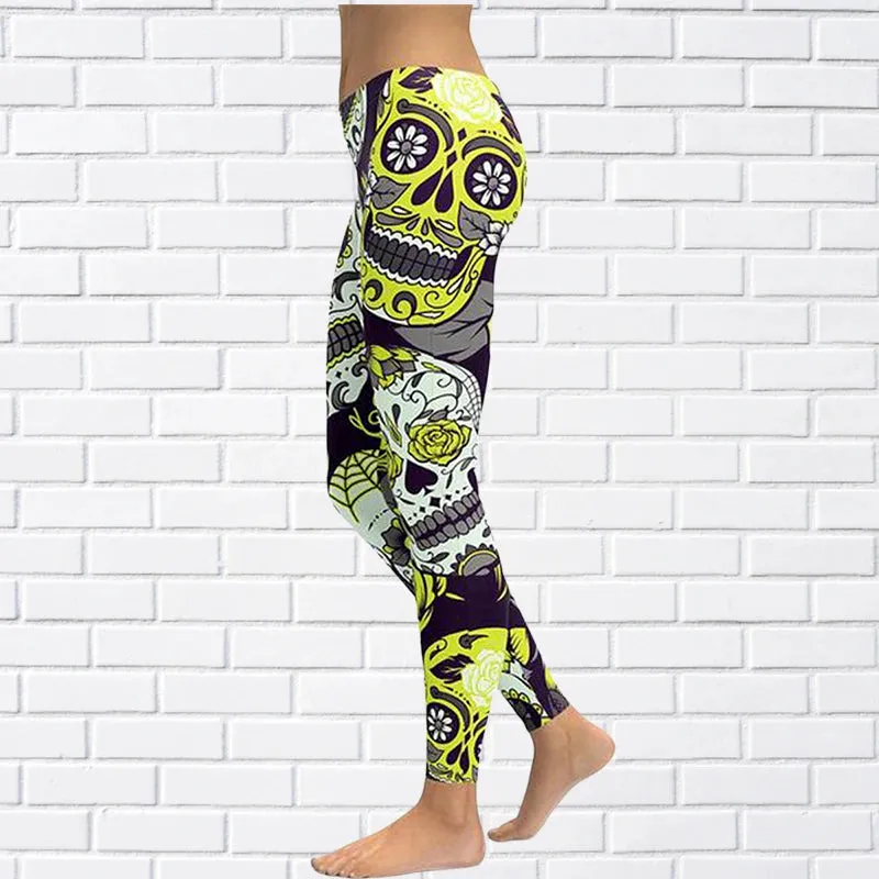 Funki Buys | Pants | Women's Yoga Pants | Skull Print Leggings