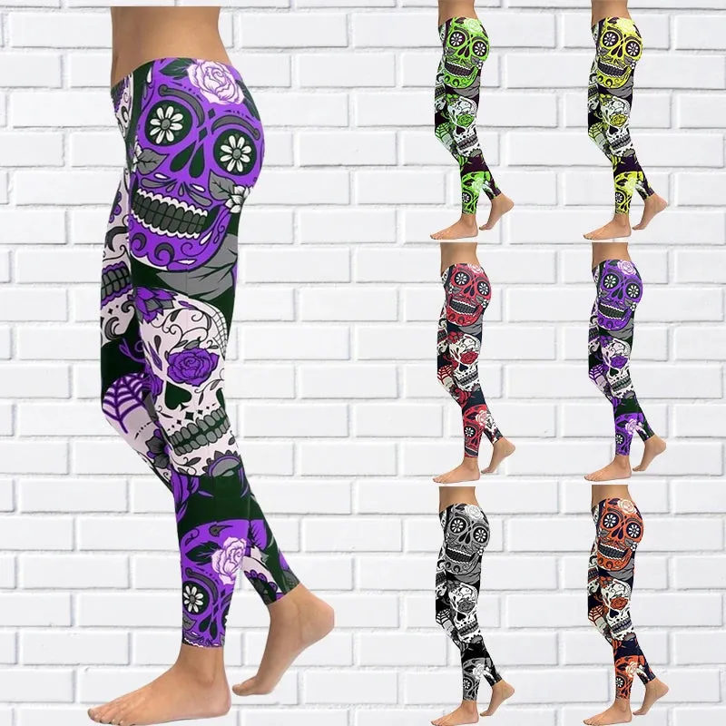 Funki Buys | Pants | Women's Yoga Pants | Skull Print Leggings