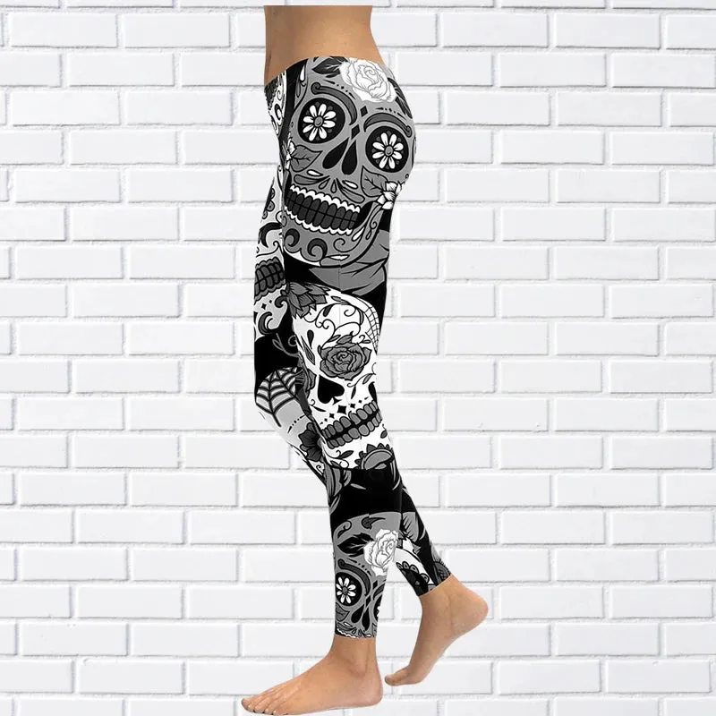 Funki Buys | Pants | Women's Yoga Pants | Skull Print Leggings