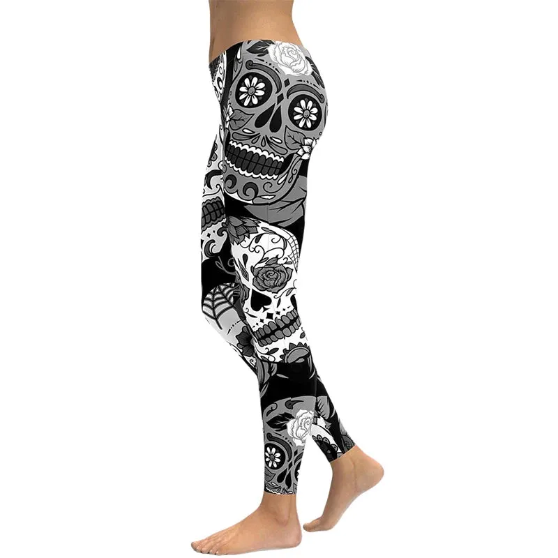 Funki Buys | Pants | Women's Yoga Pants | Skull Print Leggings