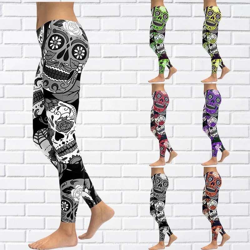 Funki Buys | Pants | Women's Yoga Pants | Skull Print Leggings