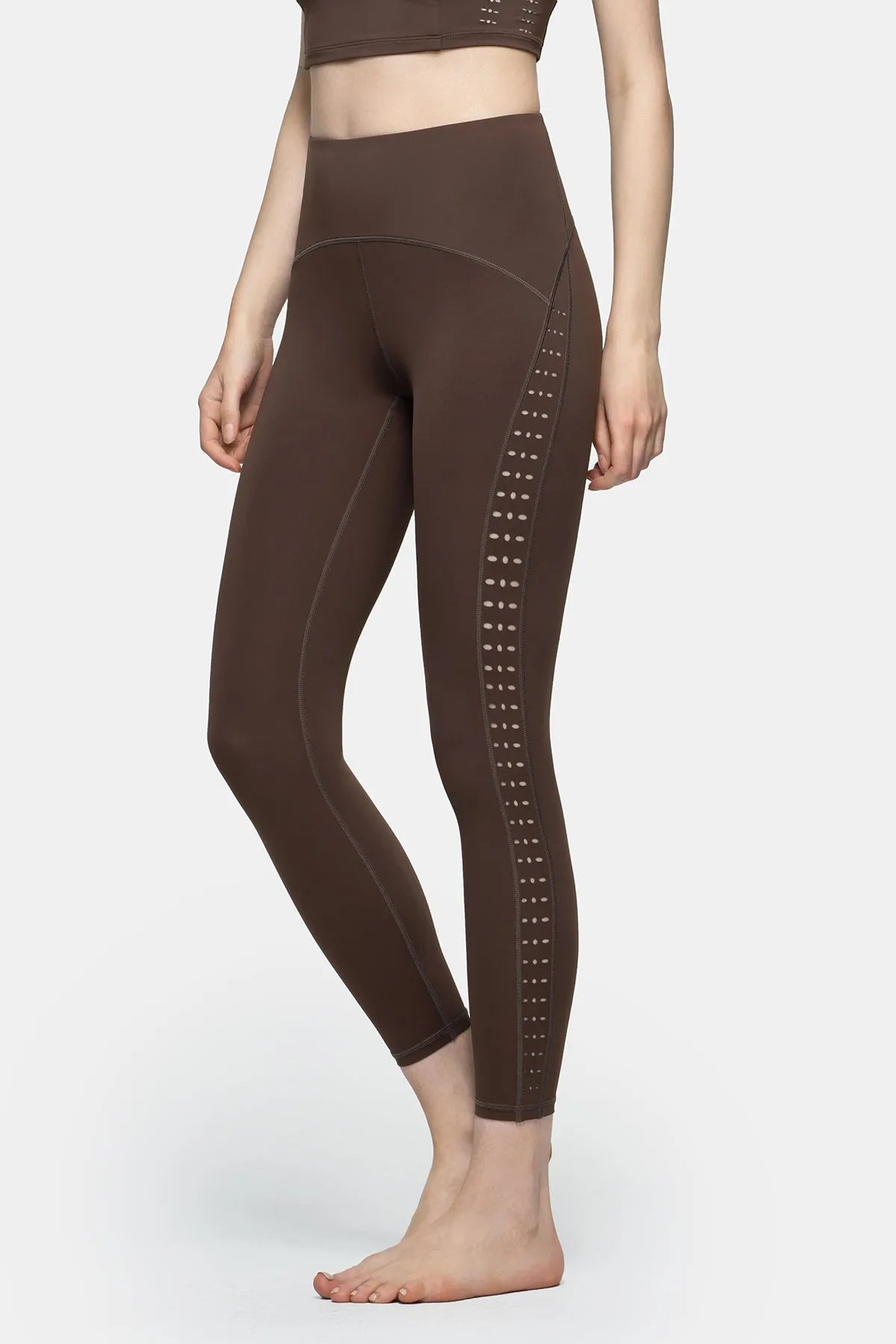 High-waisted Yoga Leggings with Perforated Graphics