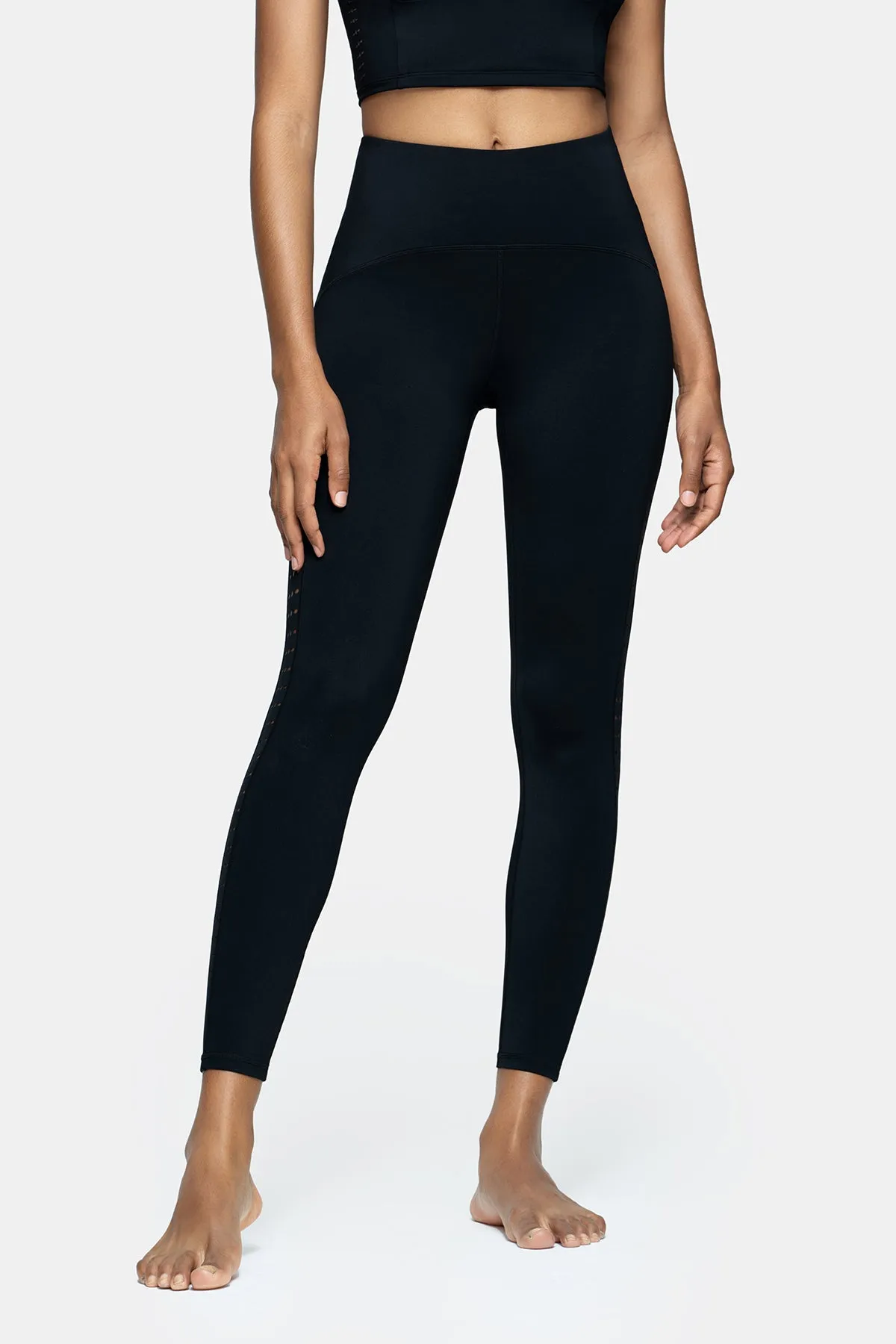 High-waisted Yoga Leggings with Perforated Graphics