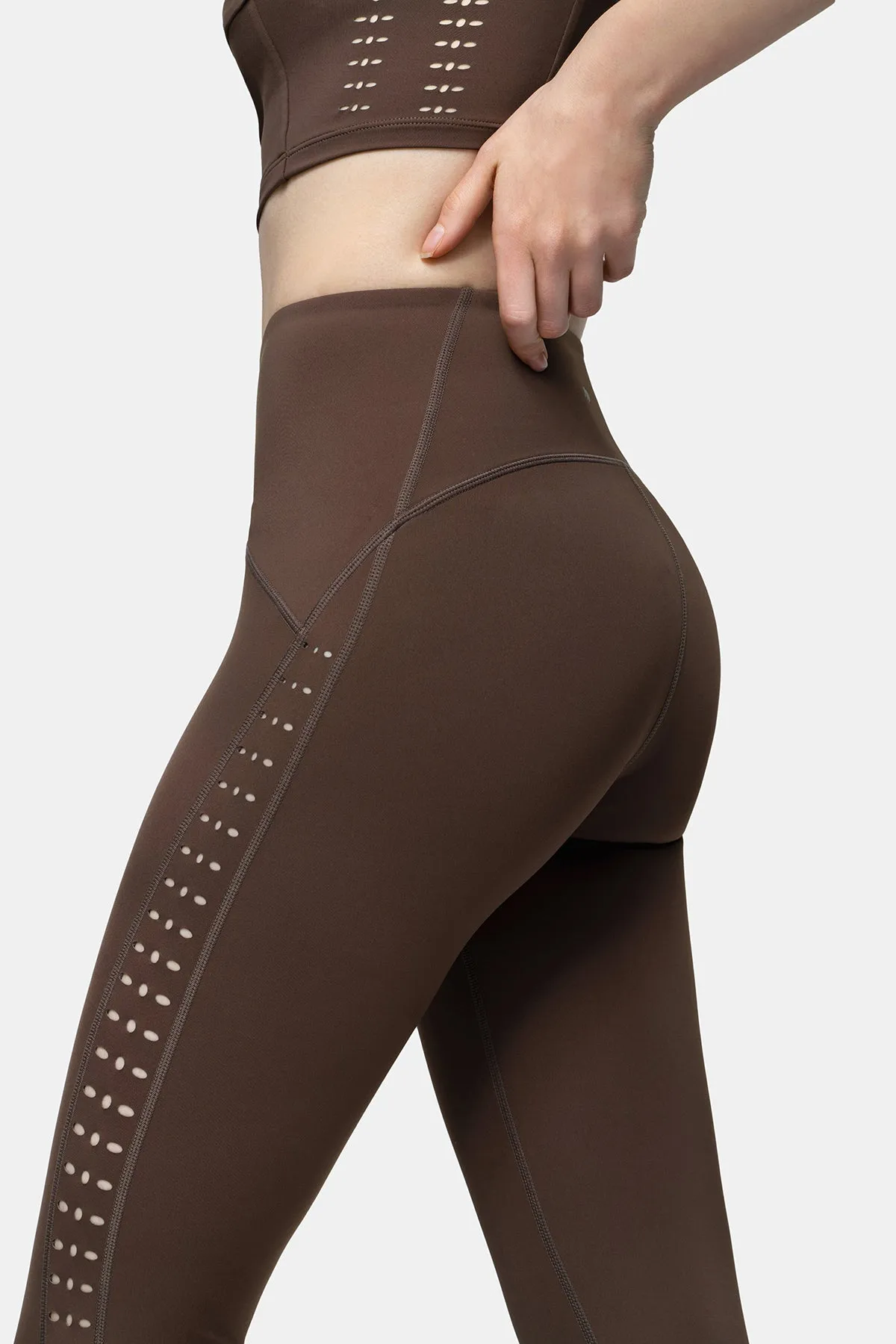 High-waisted Yoga Leggings with Perforated Graphics