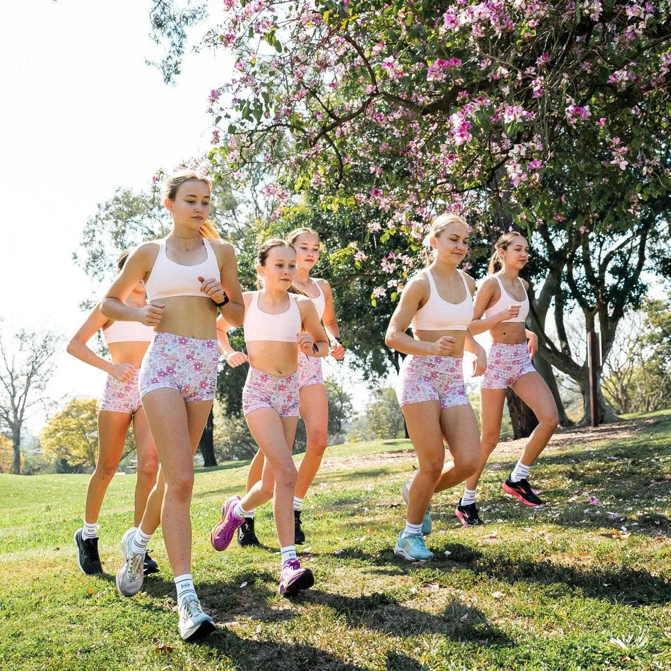 IMPI High Waisted Running Short - Pink Floral Burst