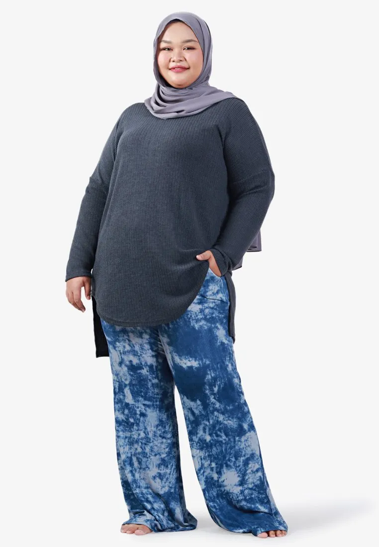 Louvenia Dye Print Ribbed Soft Pants - Blue