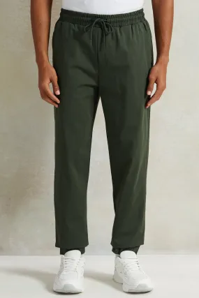 Men Olive Solid Lounge Pant