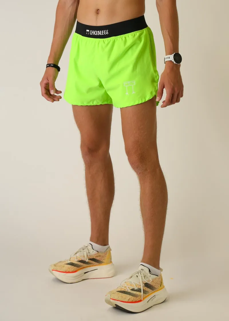 Men's Neon Green 4" Half Split Shorts