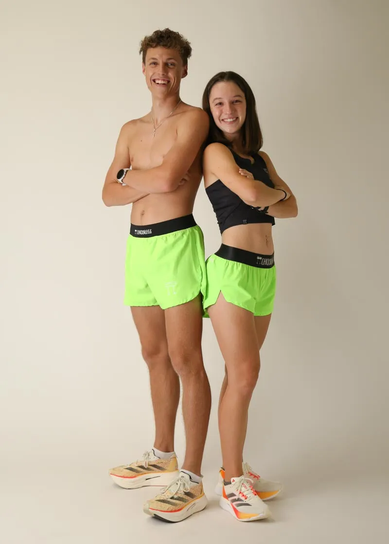 Men's Neon Green 4" Half Split Shorts