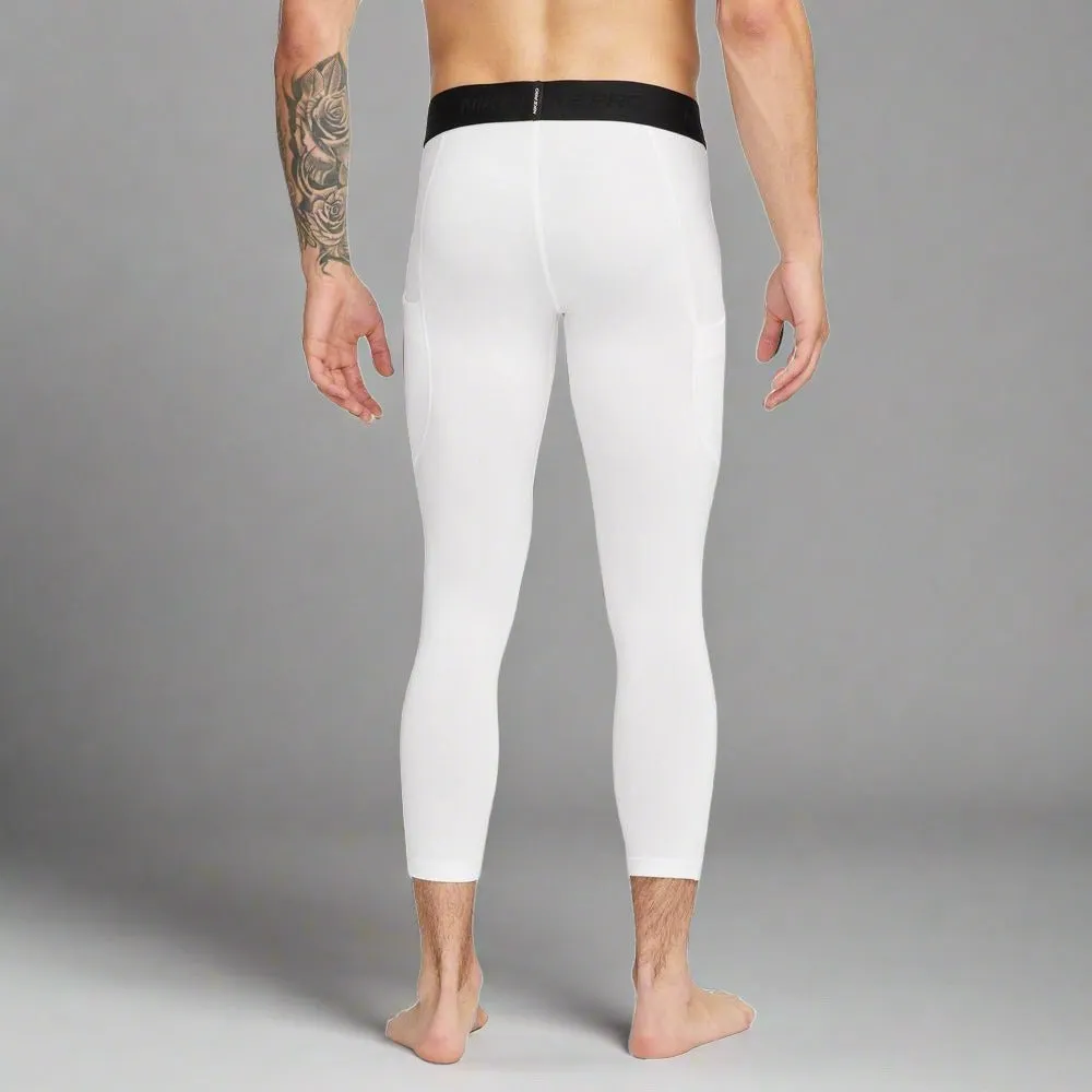 Mens Pro Dri-FIT 3/4 Fitness Tights - White