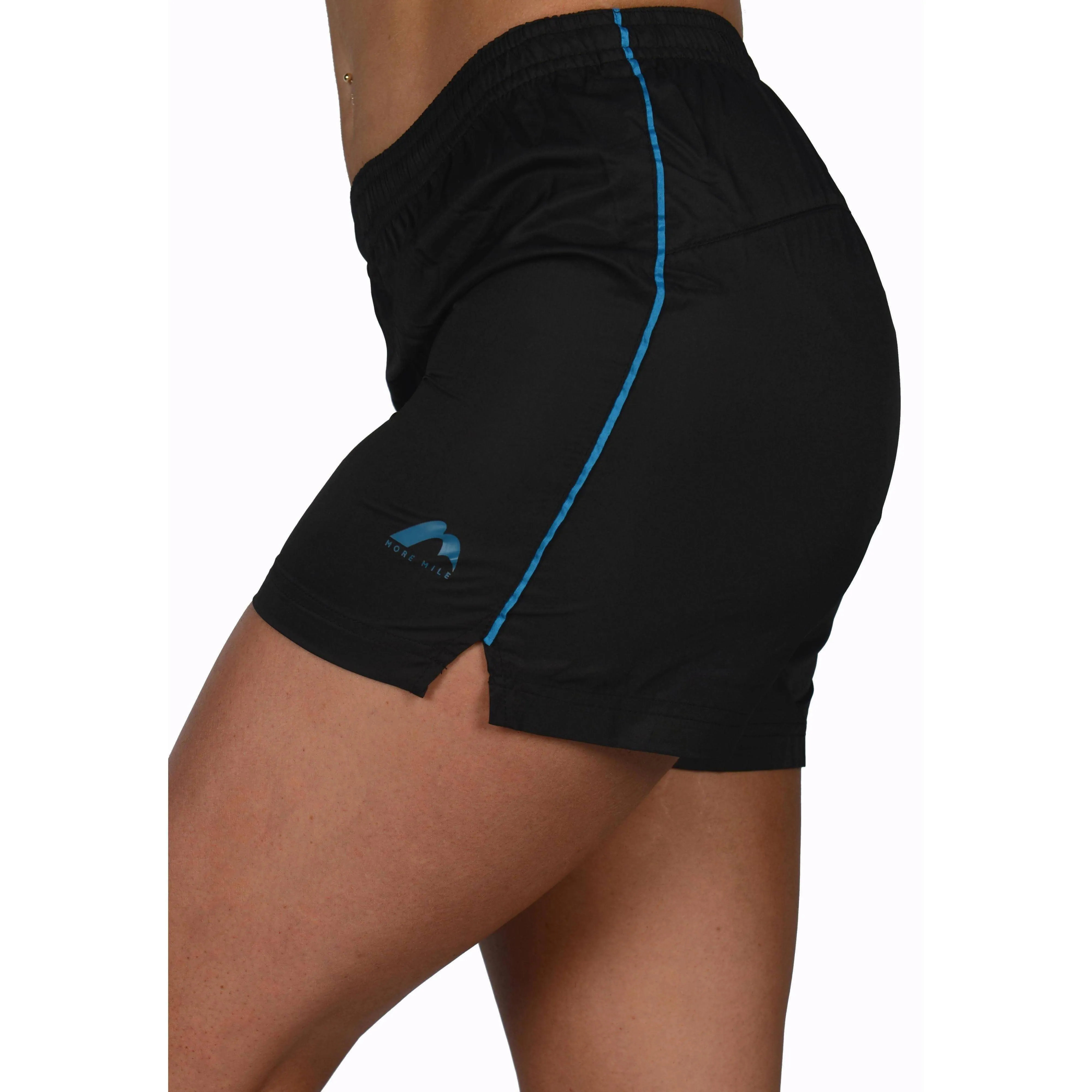 More Mile Square-Cut Womens Running Shorts - Black