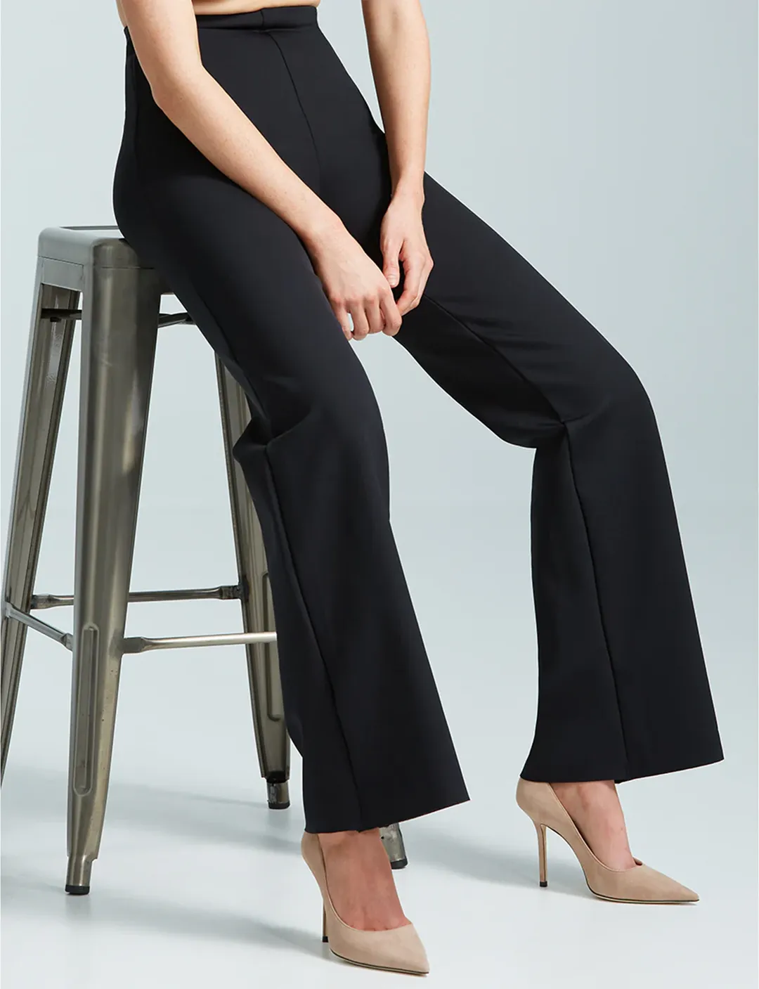 Neoprene Wide Leg Pant, Black