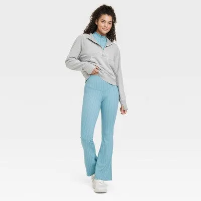 New - Women's Rib Flare Leggings - JoyLab Light Blue XS