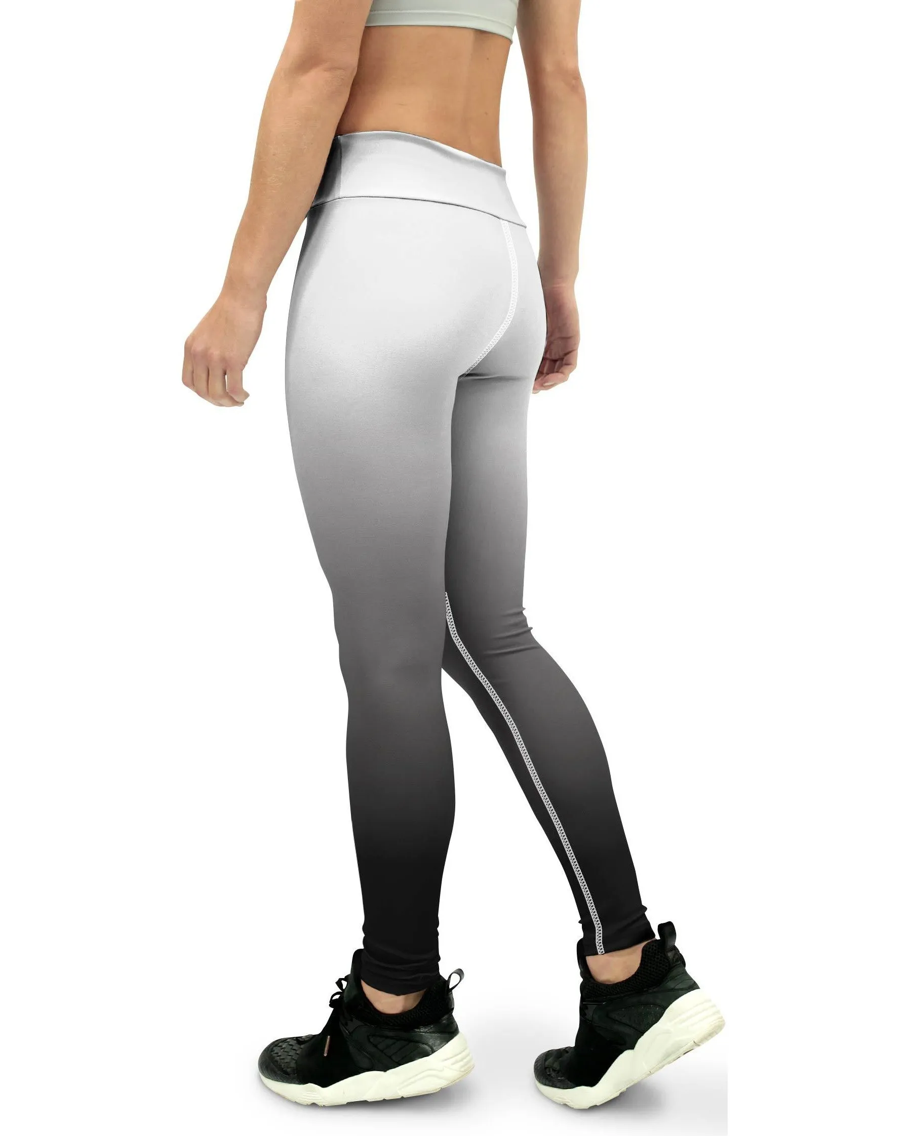 Ombre White to Black Yoga Pants