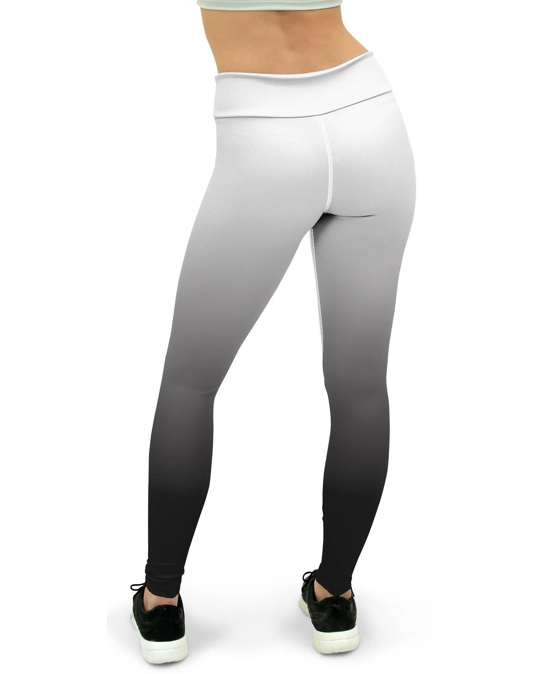 Ombre White to Black Yoga Pants