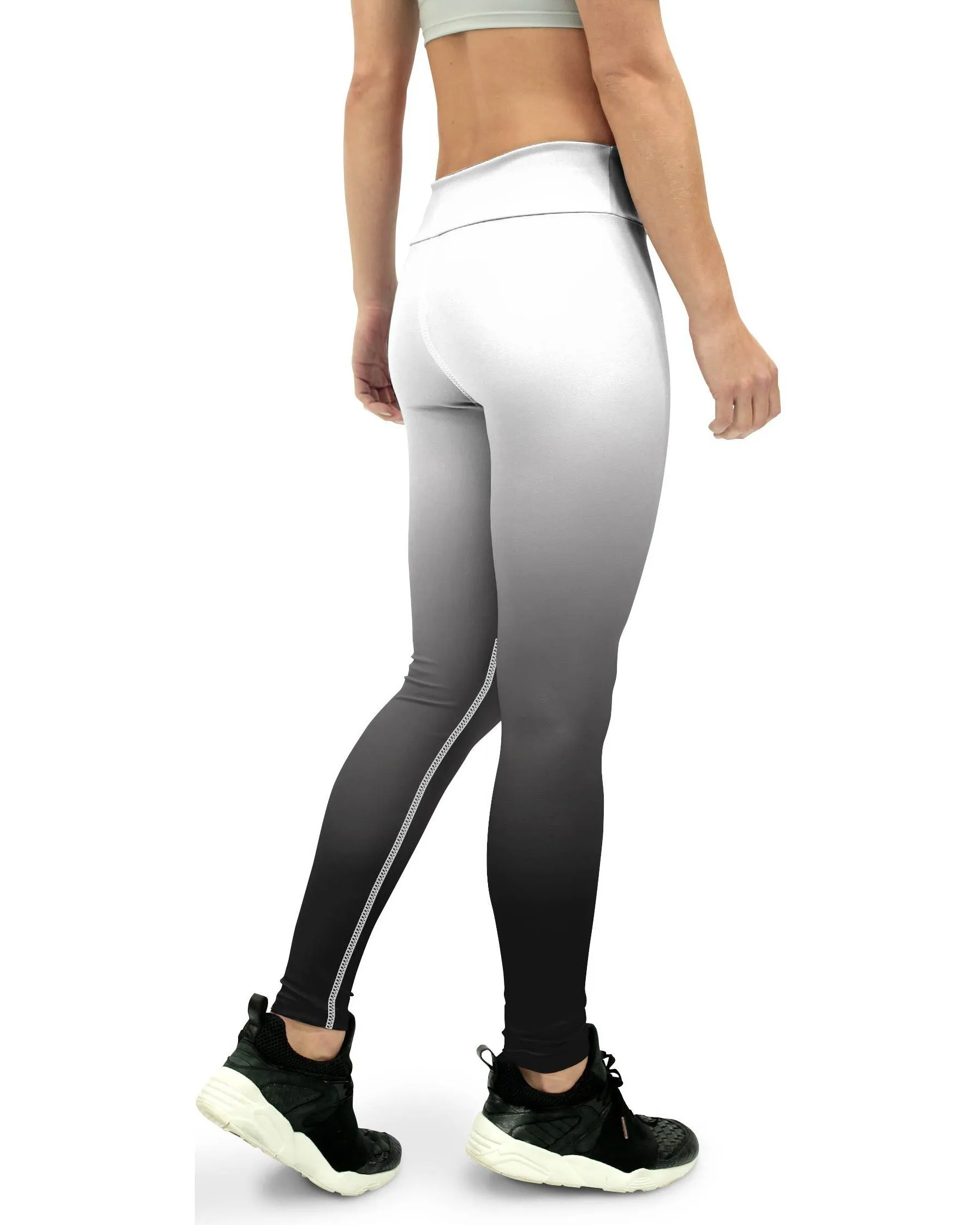 Ombre White to Black Yoga Pants