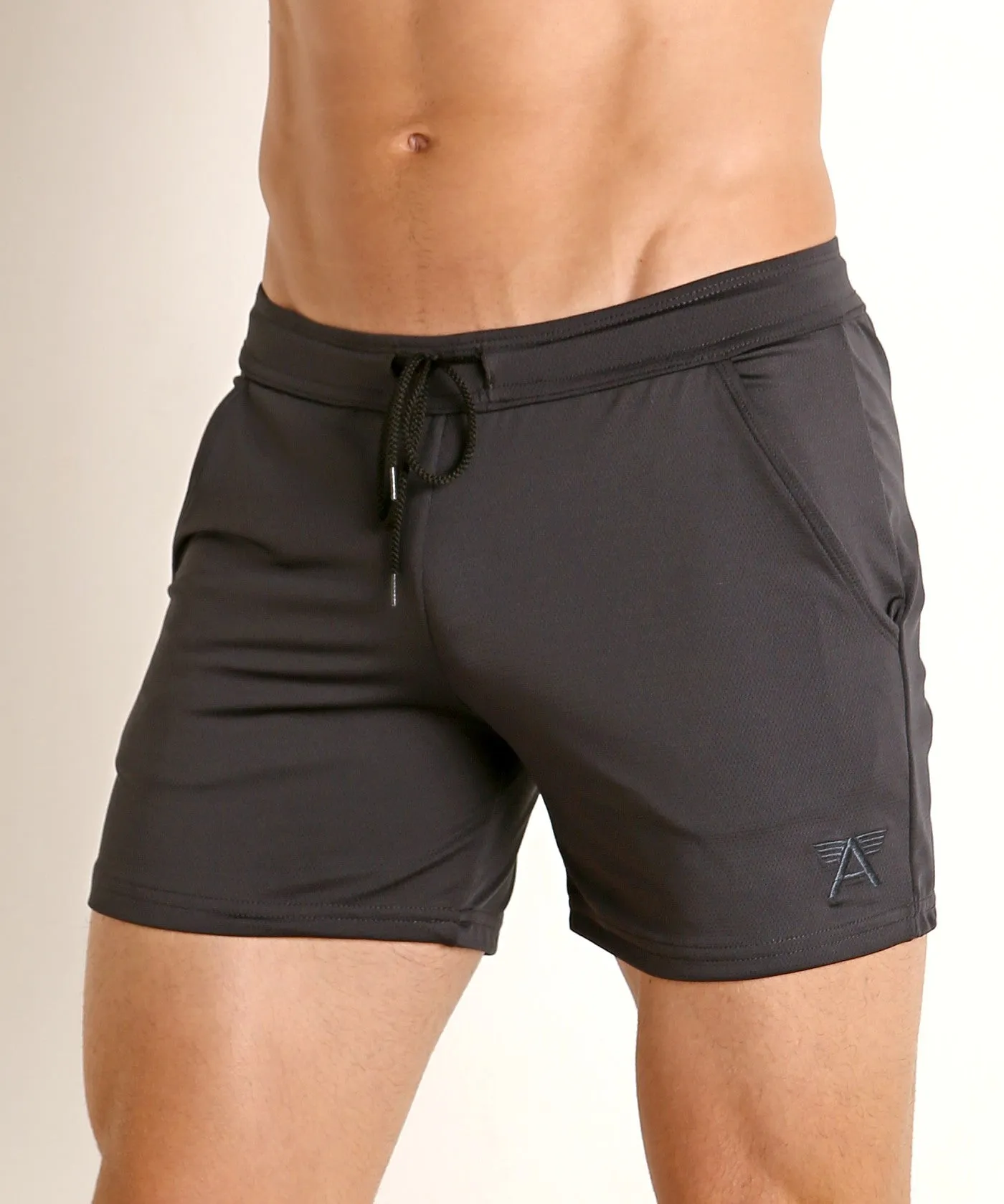 Pique Mesh Performance 5" Workout Shorts (Charcoal)