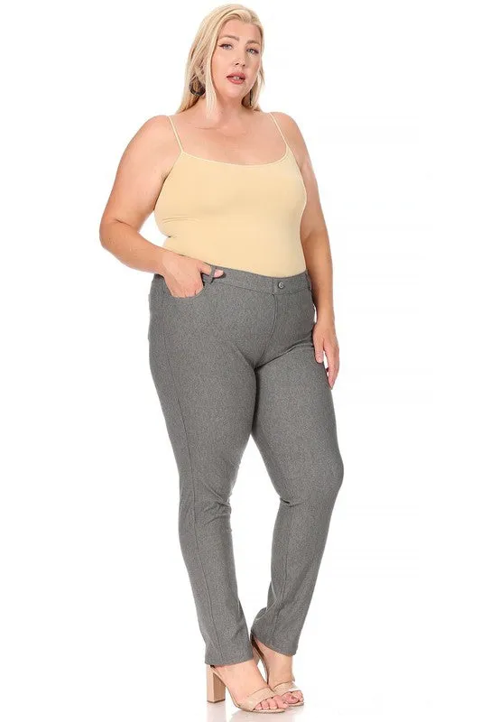 Plus size, stretchy, pull up, full length jeggings