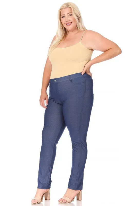 Plus size, stretchy, pull up, full length jeggings