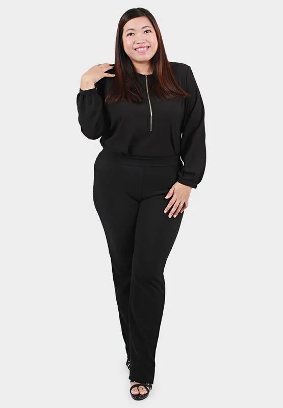 Regine Plus Size Straight Cut Pants - Black