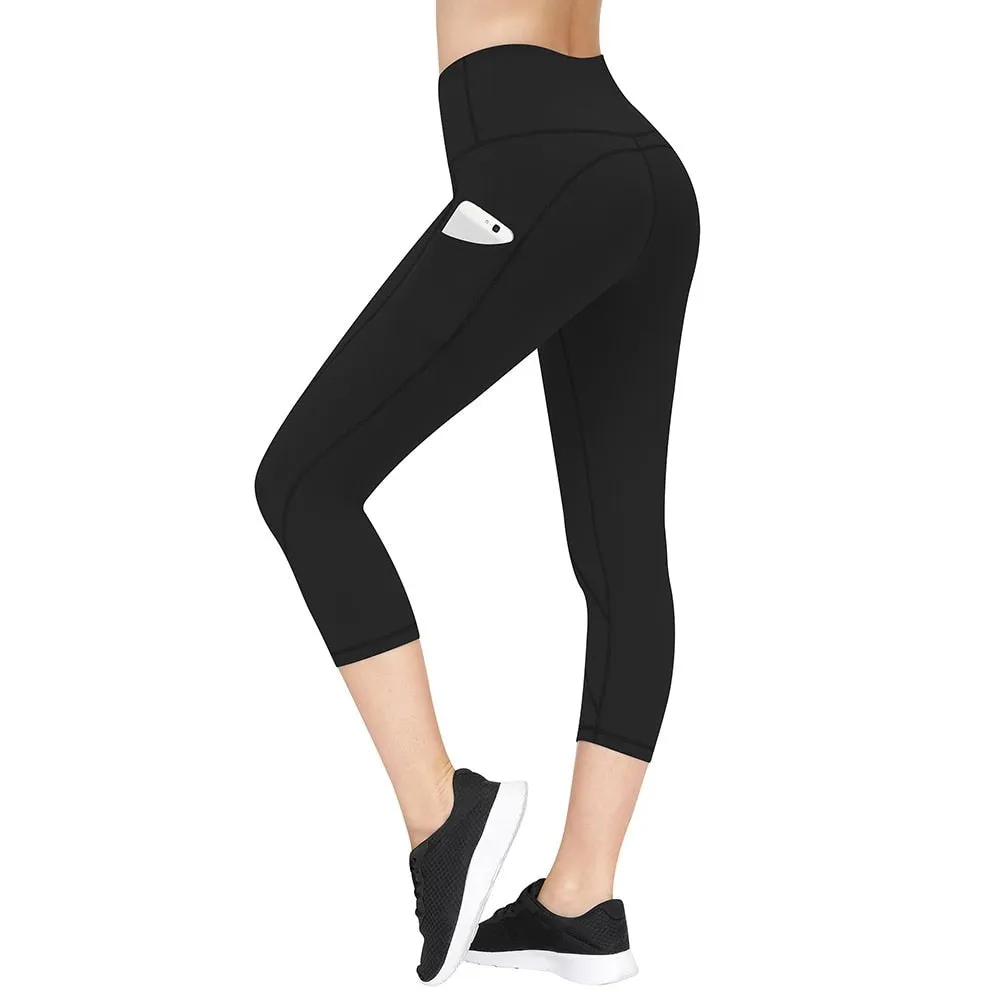 Seamless Yoga Leggings For Women Pants Pockets 2022 Black Fitness Workout Gym Tights Stretchy Solid Outdoor Sportswear