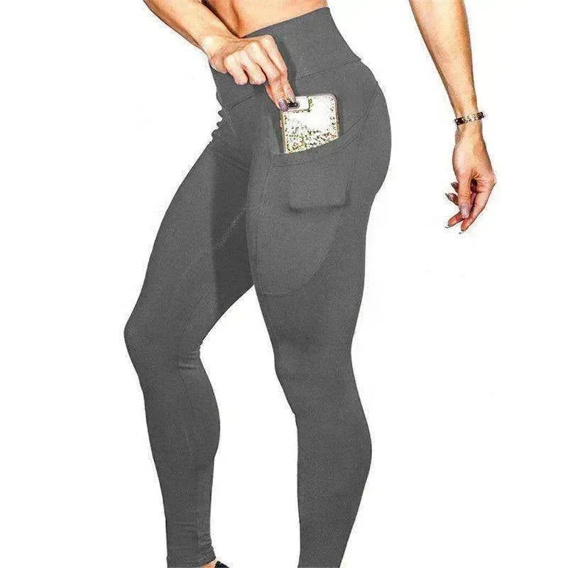 Solid color high waist yoga pants