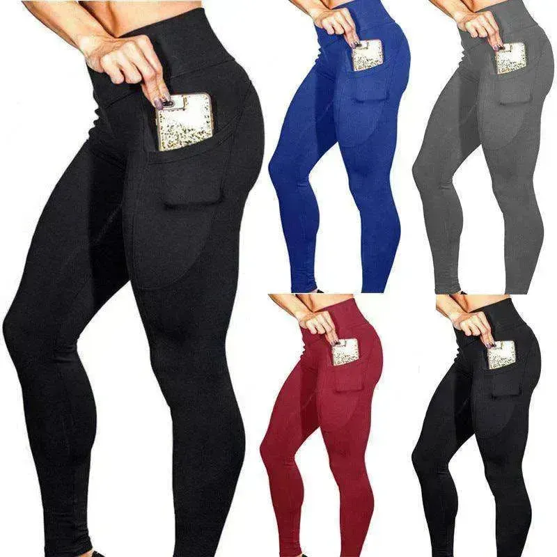 Solid color high waist yoga pants