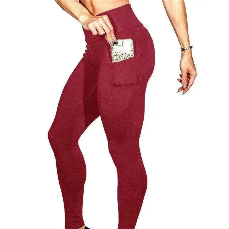 Solid color high waist yoga pants