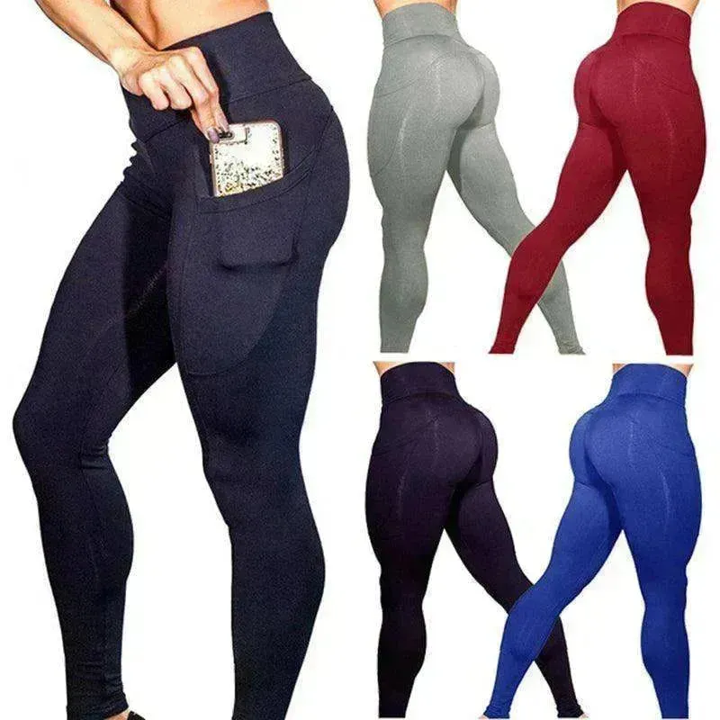 Solid color high waist yoga pants