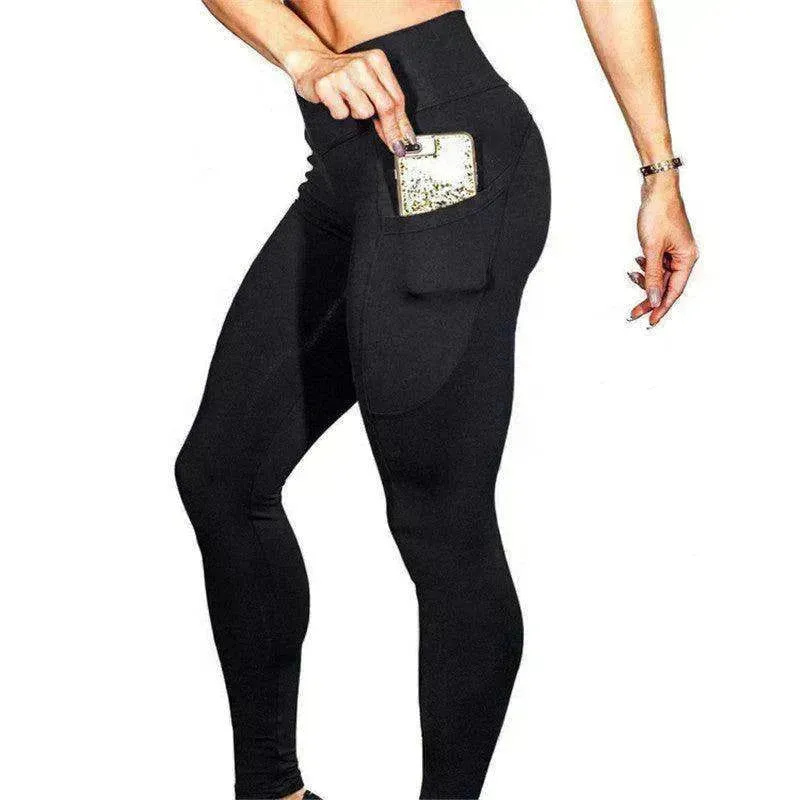 Solid color high waist yoga pants