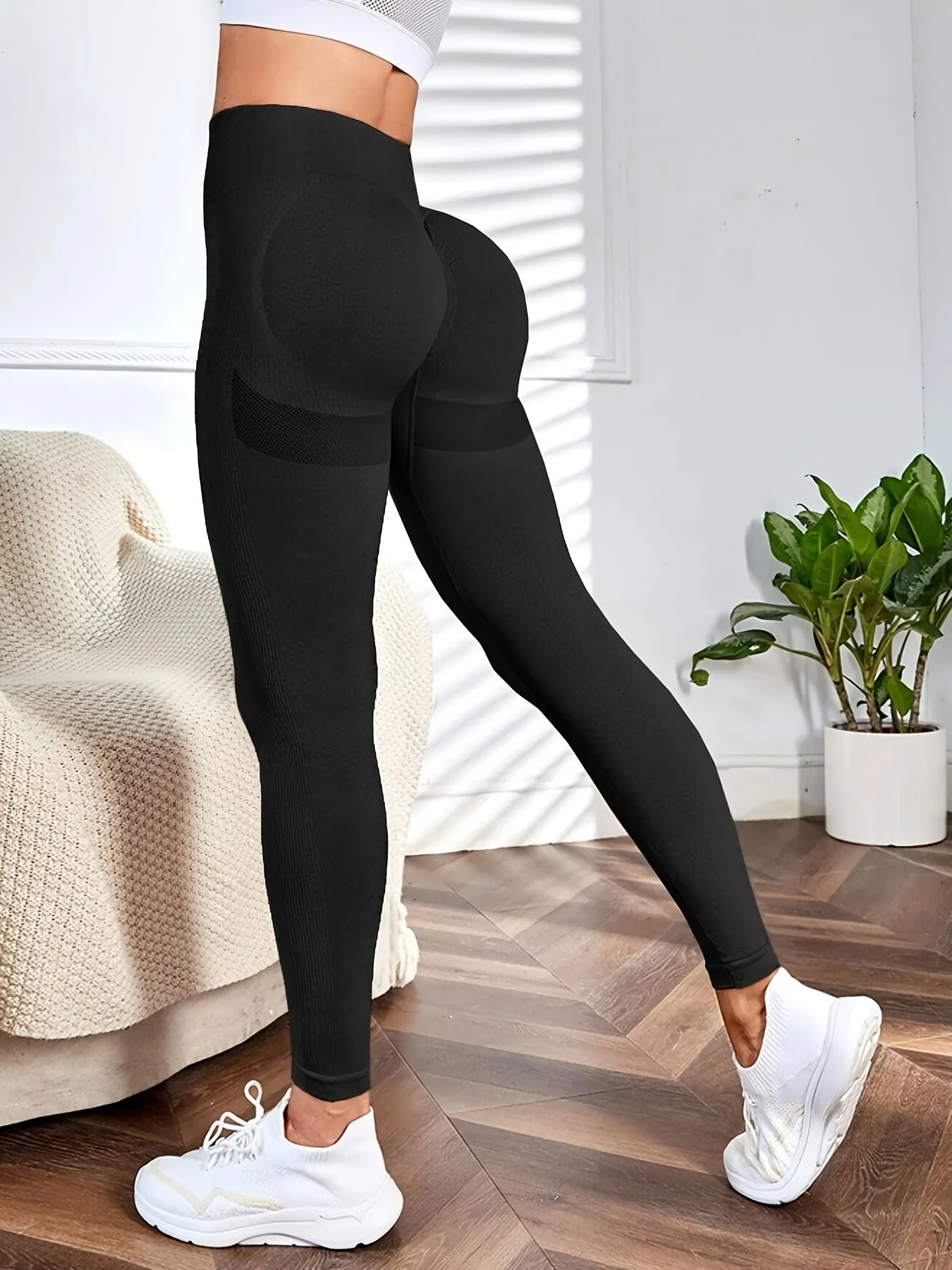 Solid Color Yoga Sports Leggings Stretchy High Waist Fitness Athletic Pants