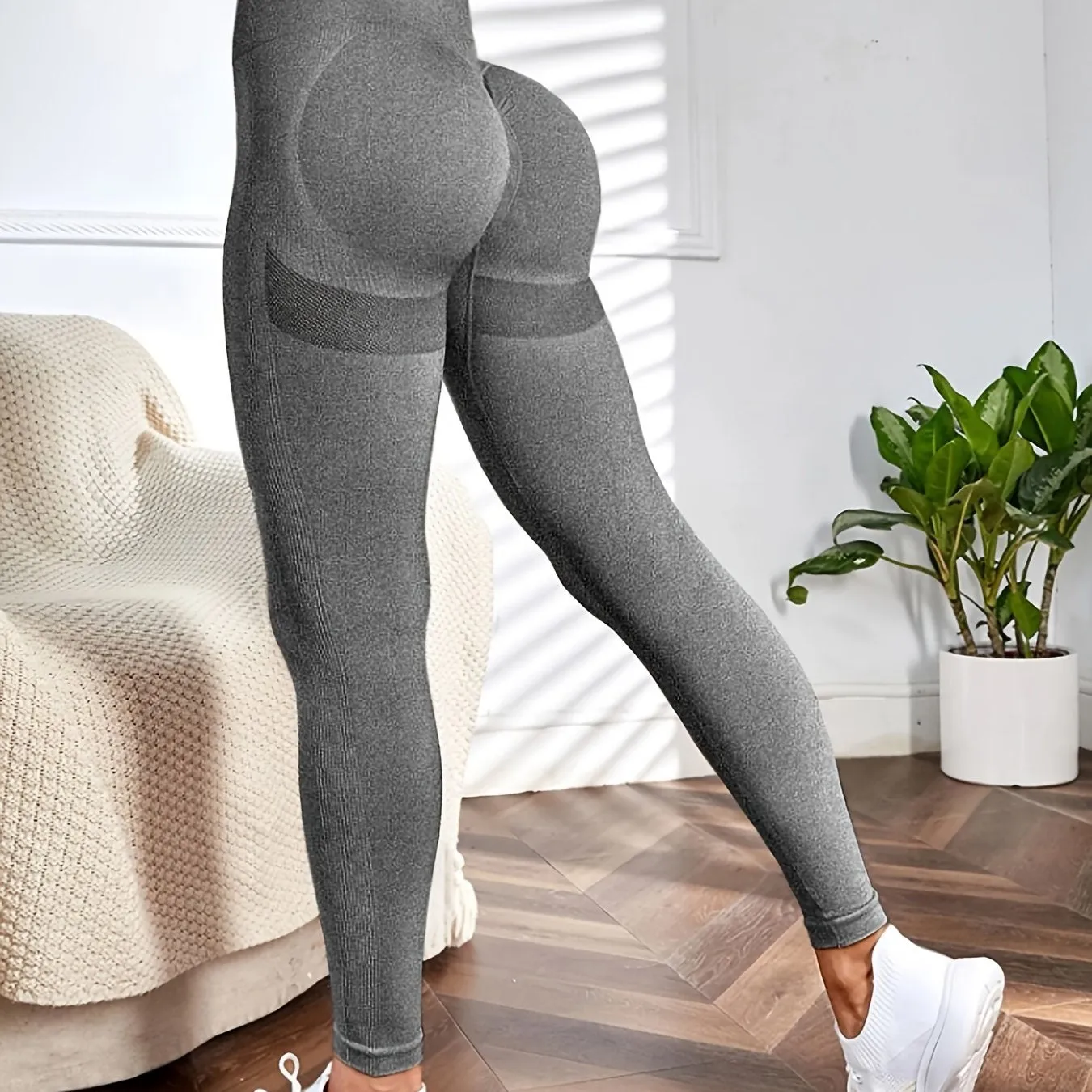 Solid Color Yoga Sports Leggings Stretchy High Waist Fitness Athletic Pants