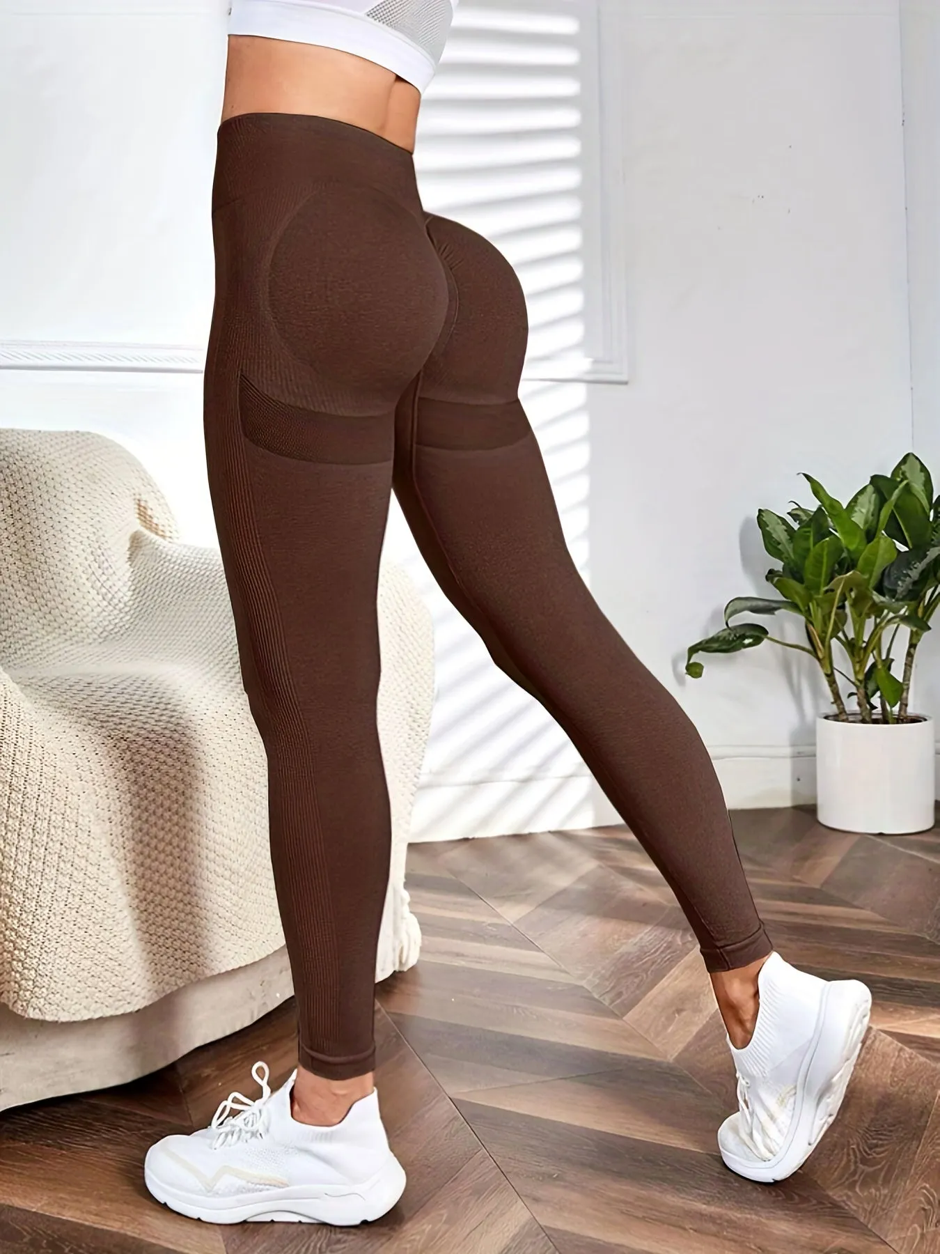 Solid Color Yoga Sports Leggings Stretchy High Waist Fitness Athletic Pants