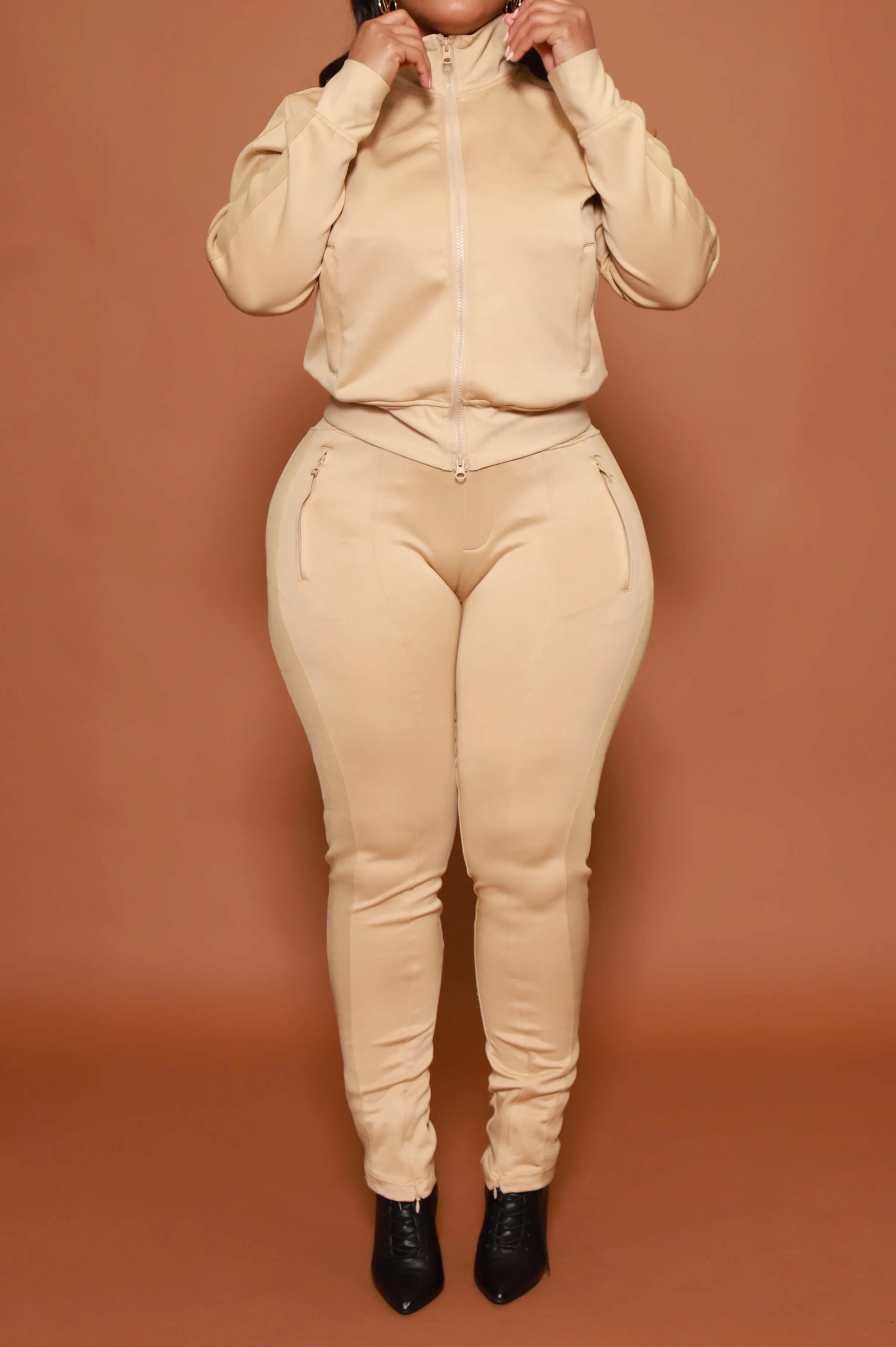 Somewhere Between Lined Tracksuit - Tan