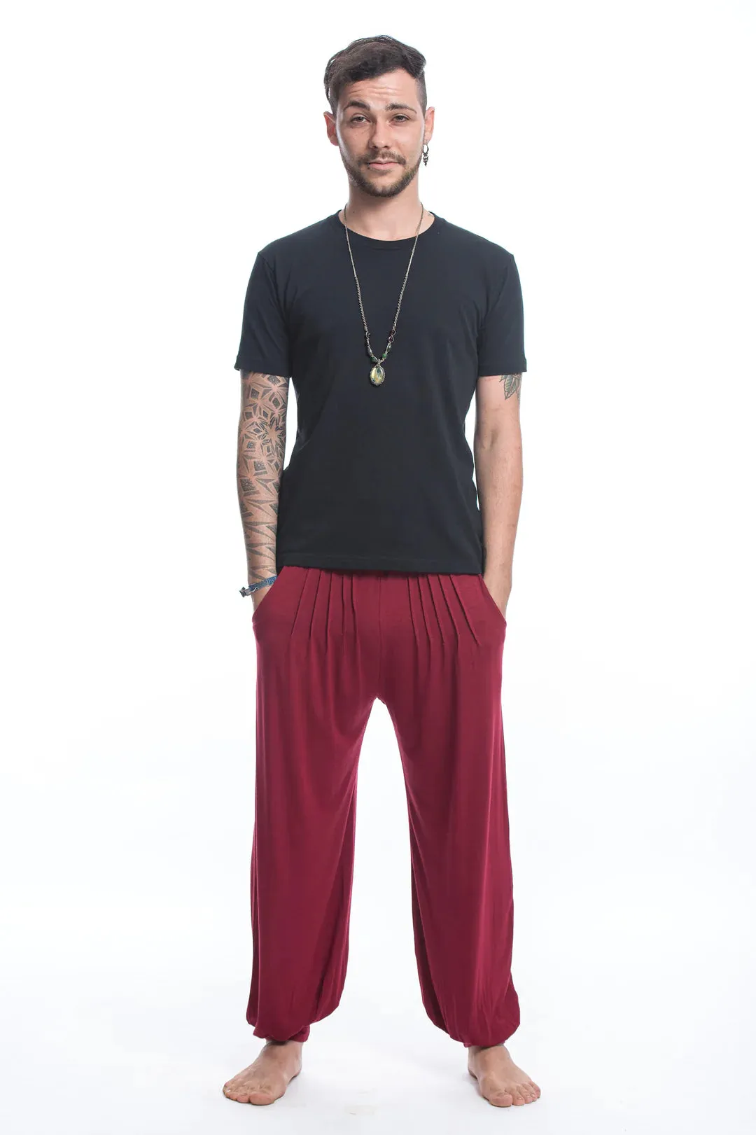 Spandex Cotton Harem Pant - Solid Red, Thailand