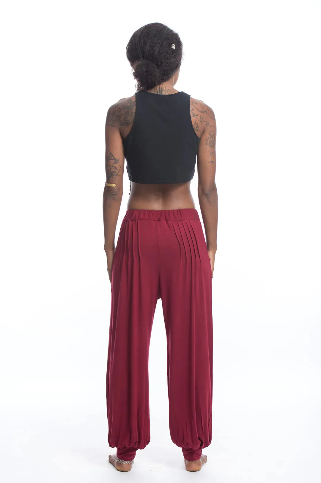 Spandex Cotton Harem Pant - Solid Red, Thailand